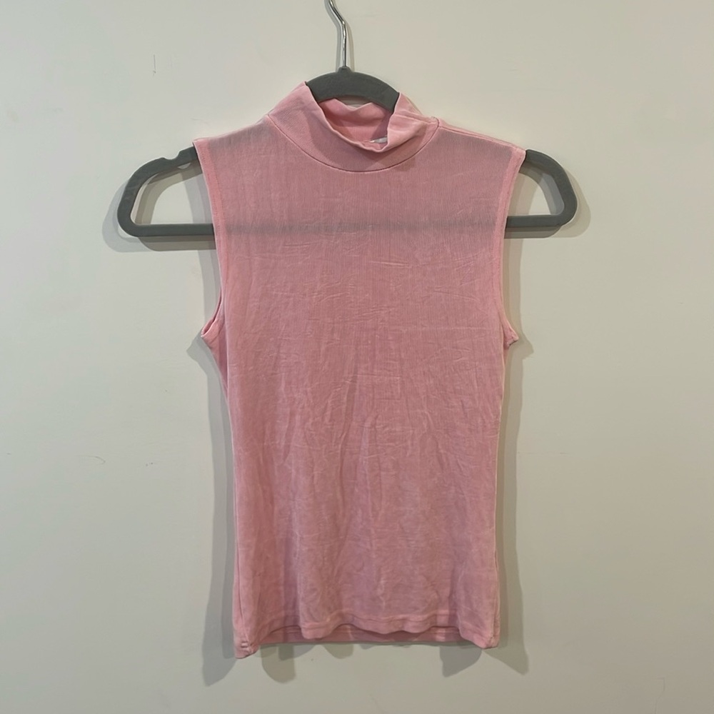 Pink mock neck tank